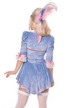 Load image into Gallery viewer, Marie Antoinette Costume for Women – 2 PC Velvet Brocade Halter Dress with Ruffle Trim, Bow Accents & Matching Shrug