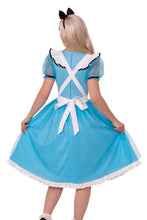 Load image into Gallery viewer, Looking Glass Alice Costume for Women – 2 PC Tulle Dress with Attached Apron & Bow Headband