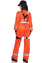 Load image into Gallery viewer, Cosmic Astronaut Costume for Women – 3 PC Zip-Up Jumpsuit with Reflective Trim, Metallic Harness & Hat