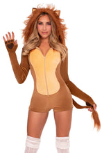 Load image into Gallery viewer, Comfy Lion Costume for Women – 1 PC Ultra-Soft Velvet Plush Romper with Gloved Sleeves, Tail & Mane Hood