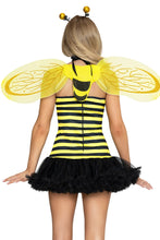 Load image into Gallery viewer, Daisy Bee Costume for Women, 4-Piece Y2K Halloween Costume with Striped Halter Dress, Wings, Antennae Headband & Leg Warmers