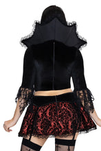 Load image into Gallery viewer, Love Bite Vampire Costume for Women, 2-Piece Halloween Costume with Lace-Trimmed Top & Garter Skirt