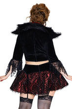 Load image into Gallery viewer, Love Bite Vampire Costume for Women, 2-Piece Halloween Costume with Lace-Trimmed Top & Garter Skirt