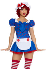 Load image into Gallery viewer, Darling Rag Doll Costume for Women, 2-Piece Y2K Halloween Costume with Polka Dot Mini Dress, Petticoat & Matching Bonnet