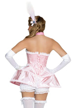 Load image into Gallery viewer, Madame Marie Costume for Women, 4-Piece Marie Antoinette Halloween Costume with Rococo Corset Dress, Bloomer Shorts, Choker & Feather Headpiece