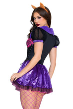 Load image into Gallery viewer, Clawed Cutie Costume for Women, 3-Piece Y2K Monster Halloween Costume with Zebra Print Bodice, Metallic Mini Skirt, Choker & Animal Ear Headband