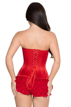 Load image into Gallery viewer, Steel Boned Satin Corset for Women, Satin Waist-Cinching Corset with Front Busk Closure & Adjustable Lace-Up Back