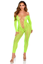Load image into Gallery viewer, Wild Temptation – Python Net Crotchless Bodystocking with Faux Lace-Up Design