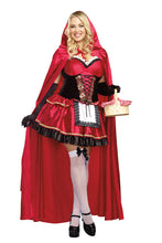 Load image into Gallery viewer, Fairytale Cape Costume – Two-Piece Set with Satin Hooded Cape and Ruffle-Trimmed Dress