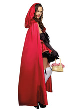 Load image into Gallery viewer, Fairytale Cape Costume – Two-Piece Set with Satin Hooded Cape and Ruffle-Trimmed Dress