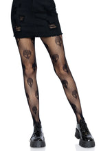 Load image into Gallery viewer, Vivid Neon Alien Net Tights with Fun Alien Head Pattern
