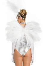 Load image into Gallery viewer, Showgirl Costume Kit for Women, 3-Piece Vegas-Inspired Accessory Set with Bendable Faux Ostrich Feather Wings, Beaded Neck Piece & Headpiece