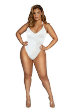 Load image into Gallery viewer, Liquid Halter Wet-Look Pull-On Romper with High Leg Detail
