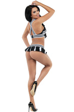 Load image into Gallery viewer, Varsity Vixen Costume Set for Women – Underboob Elastic Top, Pleated Skirted Panty & Pom-Poms