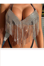 Load image into Gallery viewer, Backless Off Shoulder Shiny Crystal Crop Top