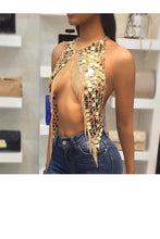 Load image into Gallery viewer, Metal Sequins Tassel Harness Necklace Bra Chain
