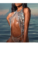 Load image into Gallery viewer, Metal Sequins Tassel Harness Necklace Bra Chain