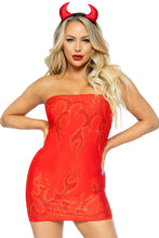Load image into Gallery viewer, Bedazzled Devil Costume, Rhinestone Flame Tube Dress
