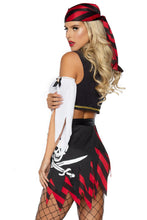 Load image into Gallery viewer, Wicked Wench Pirate Costume, Crop Peasant Top with Cheeky Shorts