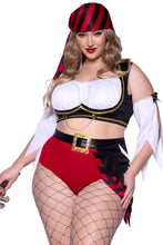 Load image into Gallery viewer, Wicked Wench Pirate Costume, Crop Peasant Top with Cheeky Shorts