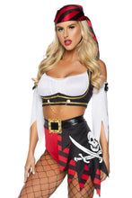 Load image into Gallery viewer, Wicked Wench Pirate Costume, Crop Peasant Top with Cheeky Shorts