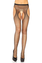 Load image into Gallery viewer, Rhinestone Fishnet Suspender Pantyhose