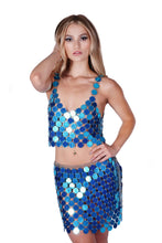 Load image into Gallery viewer, Reflective Coin Chain Halter Top