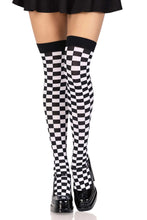 Load image into Gallery viewer, Checkerboard Thigh High Stockings