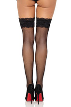 Load image into Gallery viewer, Violet Fishnet Thigh High Stockings