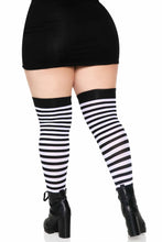 Load image into Gallery viewer, Cari Plus Striped Stockings, Nylon Thigh Highs with Stripes