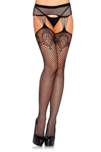 Load image into Gallery viewer, Industrial Net Stockings with Duchess Lace Top