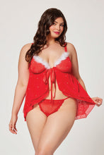 Load image into Gallery viewer, Flirty & Playful Two-Piece Mesh Babydoll Lingerie Set with G-String