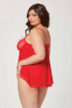 Load image into Gallery viewer, Flirty & Playful Two-Piece Mesh Babydoll Lingerie Set with G-String