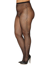 Load image into Gallery viewer, Fishnet pantyhose with jacquard side detail