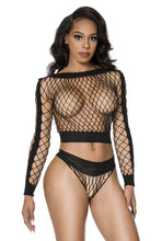 Load image into Gallery viewer, Long sleeve diamond net top