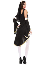 Load image into Gallery viewer, Bad Habit Nun Costume Set – Black Dress, Cross Accents, Habit & Accessories