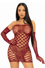 Load image into Gallery viewer, Two PC Hardcore Net Tube Dress Set, Ultra-Sexy Net and Lace Lingerie Dress