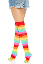 Load image into Gallery viewer, Harper Rainbow Thigh High Stockings
