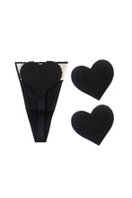 Load image into Gallery viewer, Black Heart Invisi Knix Thong With Nipztix Pasties