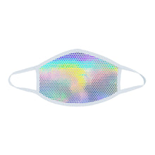 Load image into Gallery viewer, Liquid Party Pure White Holographic Face Covering.

