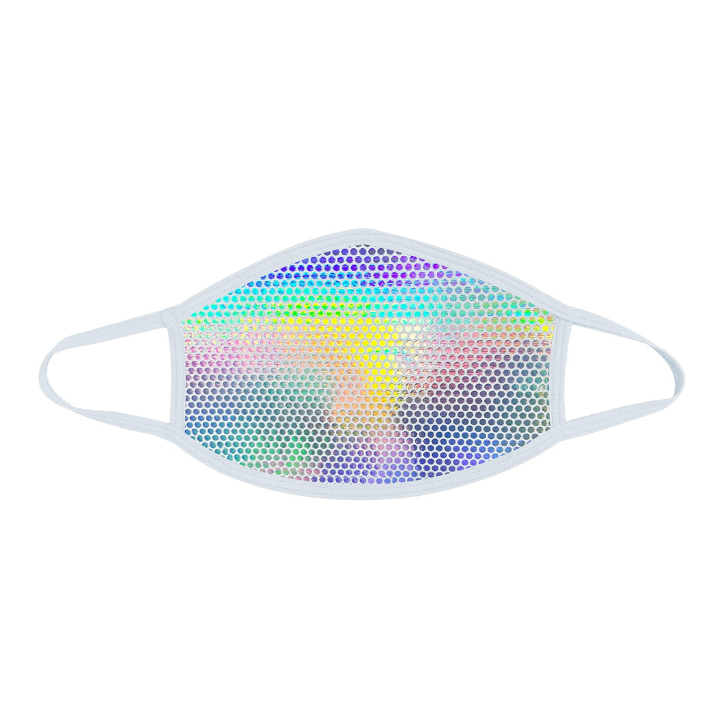 Liquid Party Pure White Holographic Face Covering.