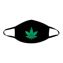Load image into Gallery viewer, Dope Af Green Glitter Weed Leaf Black Face Covering
