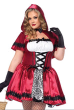 Load image into Gallery viewer, Gothic Red Riding Hood Costume for Women – 2 PC Satin & Brocade Peasant Dress with Hooded Cape