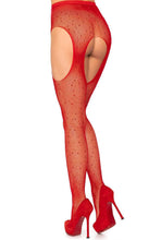 Load image into Gallery viewer, Rhinestone Fishnet Suspender Pantyhose