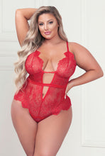 Load image into Gallery viewer, Confident With Plus Size Eyelash Lace Teddy
