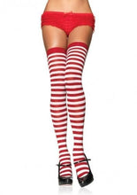 Load image into Gallery viewer, Cari Striped Stockings, Nylon Thigh Highs with Stripes
