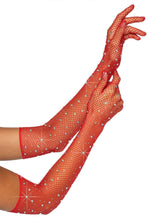 Load image into Gallery viewer, Rhinestone Fishnet Gloves