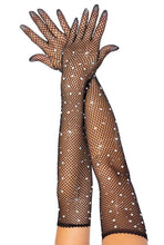Load image into Gallery viewer, Rhinestone Fishnet Gloves