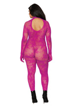 Load image into Gallery viewer, Floral knitted fishnet bodystocking
