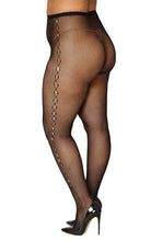 Load image into Gallery viewer, Fishnet pantyhose with jacquard side detail
